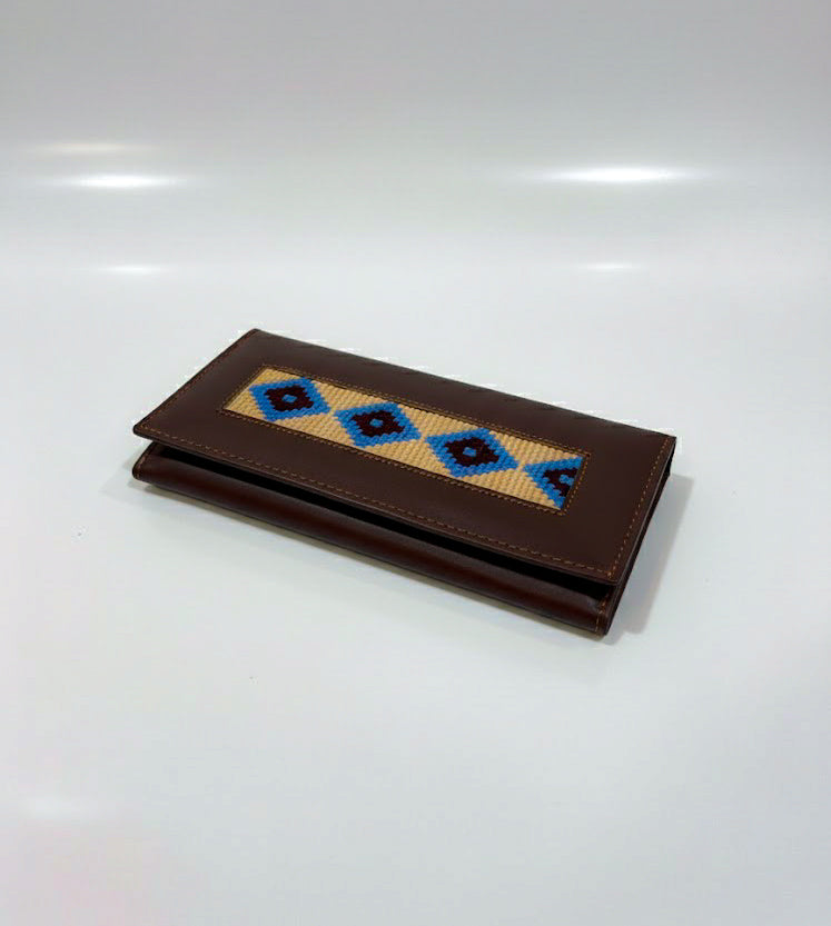 Dark Brown Hunza Beaded Long Wallet