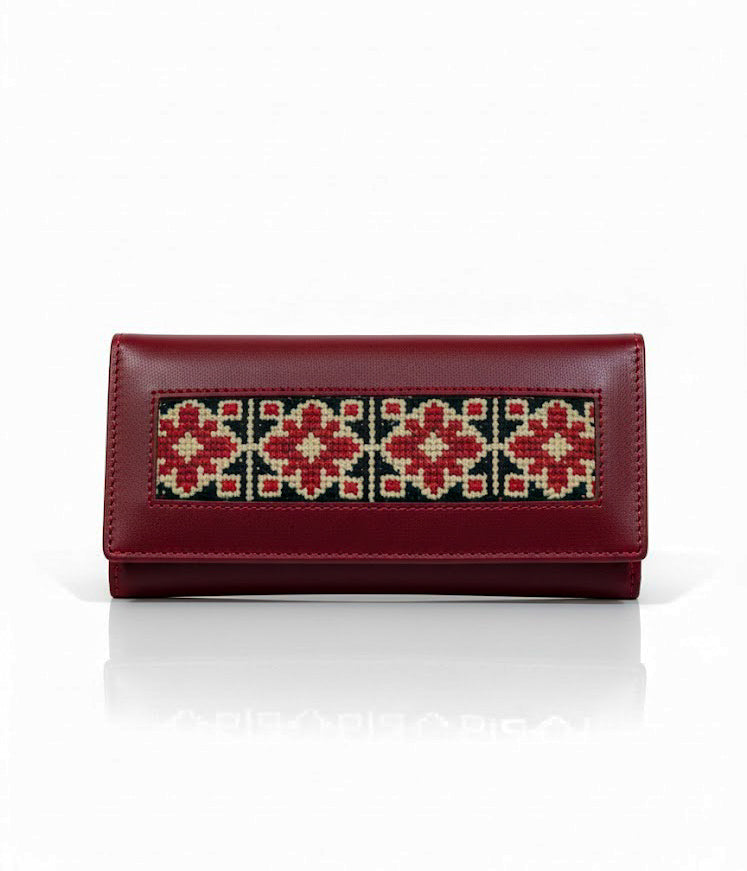 Crimson Hunza Embroidered Long Wallet