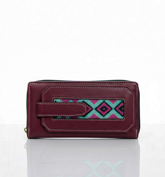 Burgundy Hunza Geometric Zip Wallet