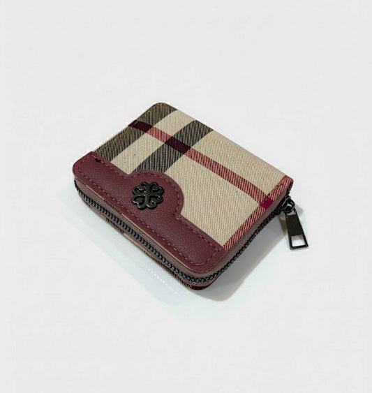 Tartan Charm Zipper Wallet