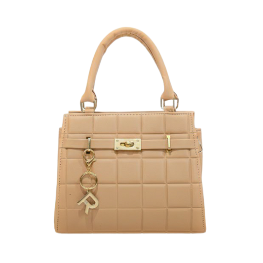 Caramel Checkered Luxe Handbag