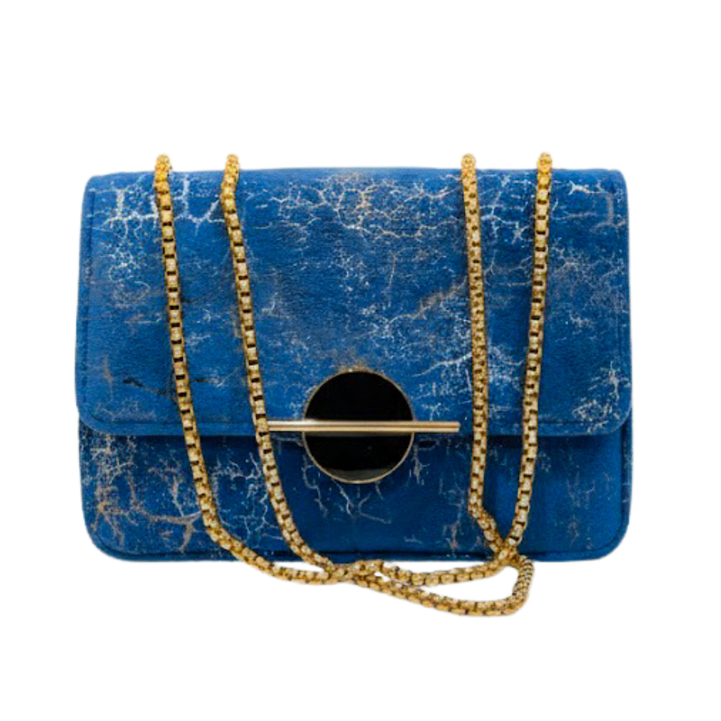 Royal Blue Chain Marble Clutch