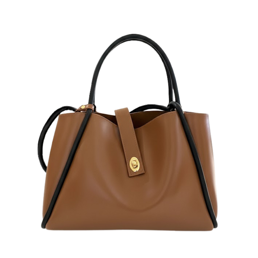 Brown Structured Shoulder Tote