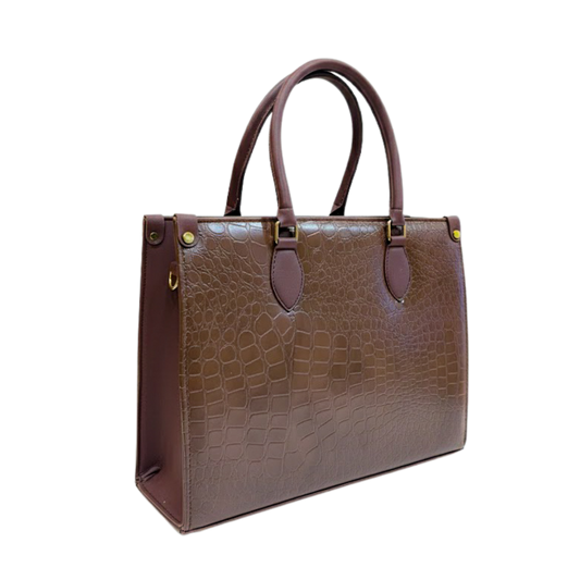 Brown Crocodile Tote Bag