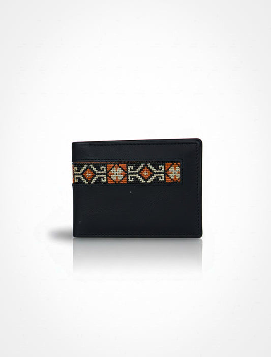 Jet Black Hunza Mosaic Stitch Wallet