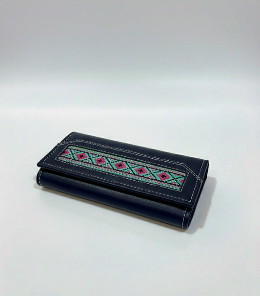 Midnight Navy Hunza Embroidered Wallet