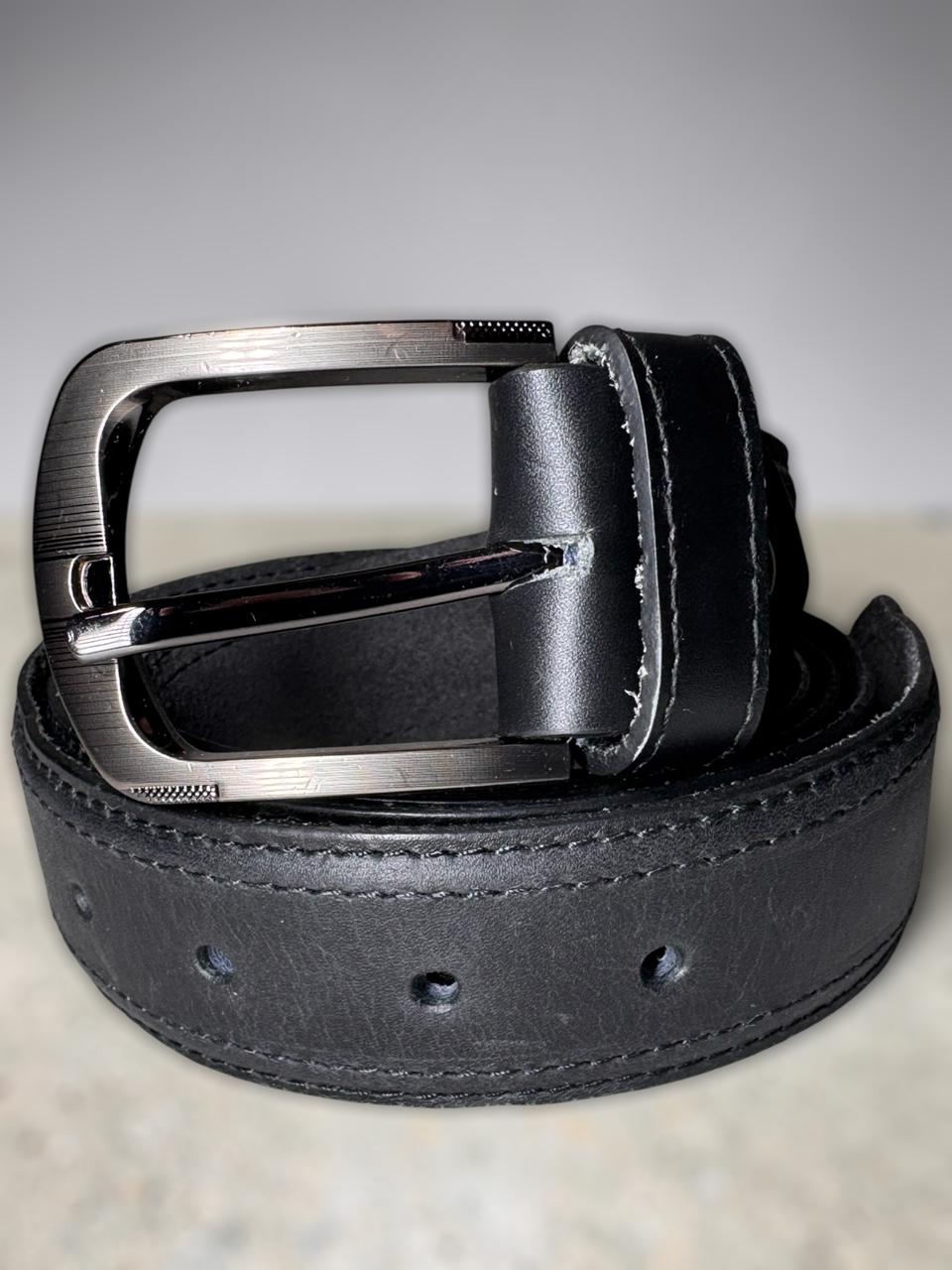 Midnight Black Genuine Leather Belt