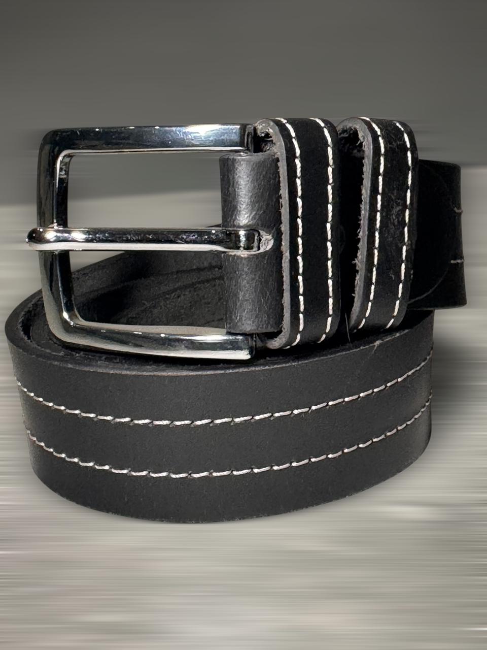 Charcoal Stitch Cow Leather Belt